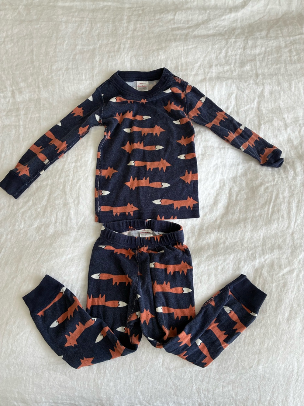 Hanna Anderson Navy Fox Print 3T Pajamas